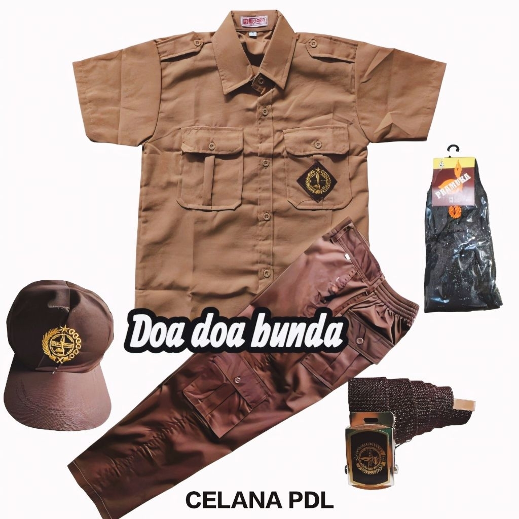 Setelan Seragam Sekolah SD Pramuka PDL Anak Laki-laki Baju Penggalang Lengan Pendek Celana PDL Panja