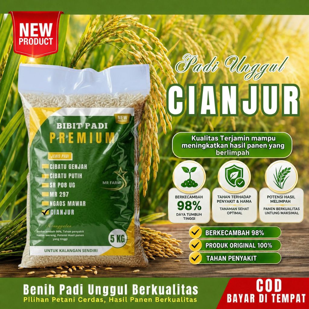 benih padi unggul berkualitas tinggi CIANJUR kemasan 5kg original