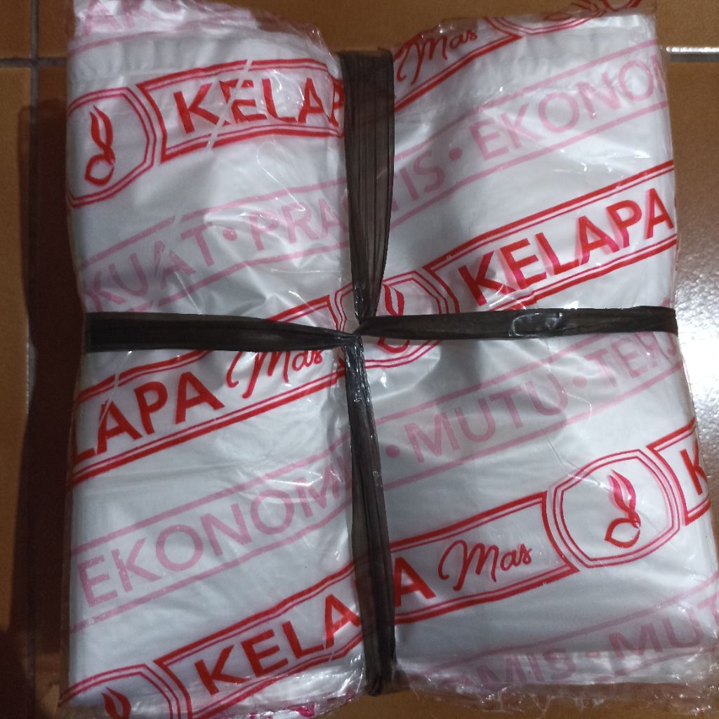 PER PACK KANTONG PLASTIK KRESEK BENING CAP KELAPA Mas KECIL 15x30 CM Kresek 2 Cup Jumbo 22 oz - ulet