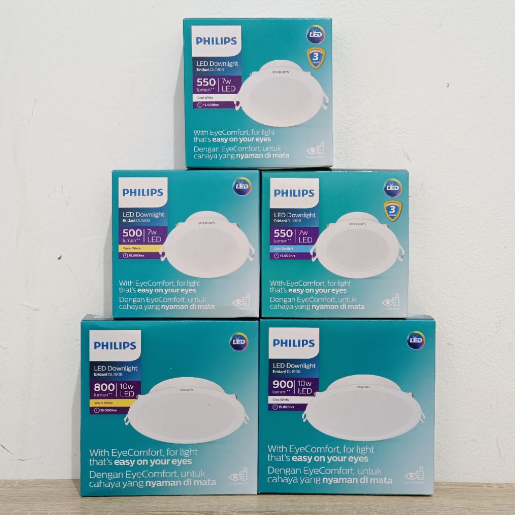 (Pilih Varian) Philips LED Downlight Eridani Hemat Energi 80% dengan Masa Pakai Hingga 15.000 Jam