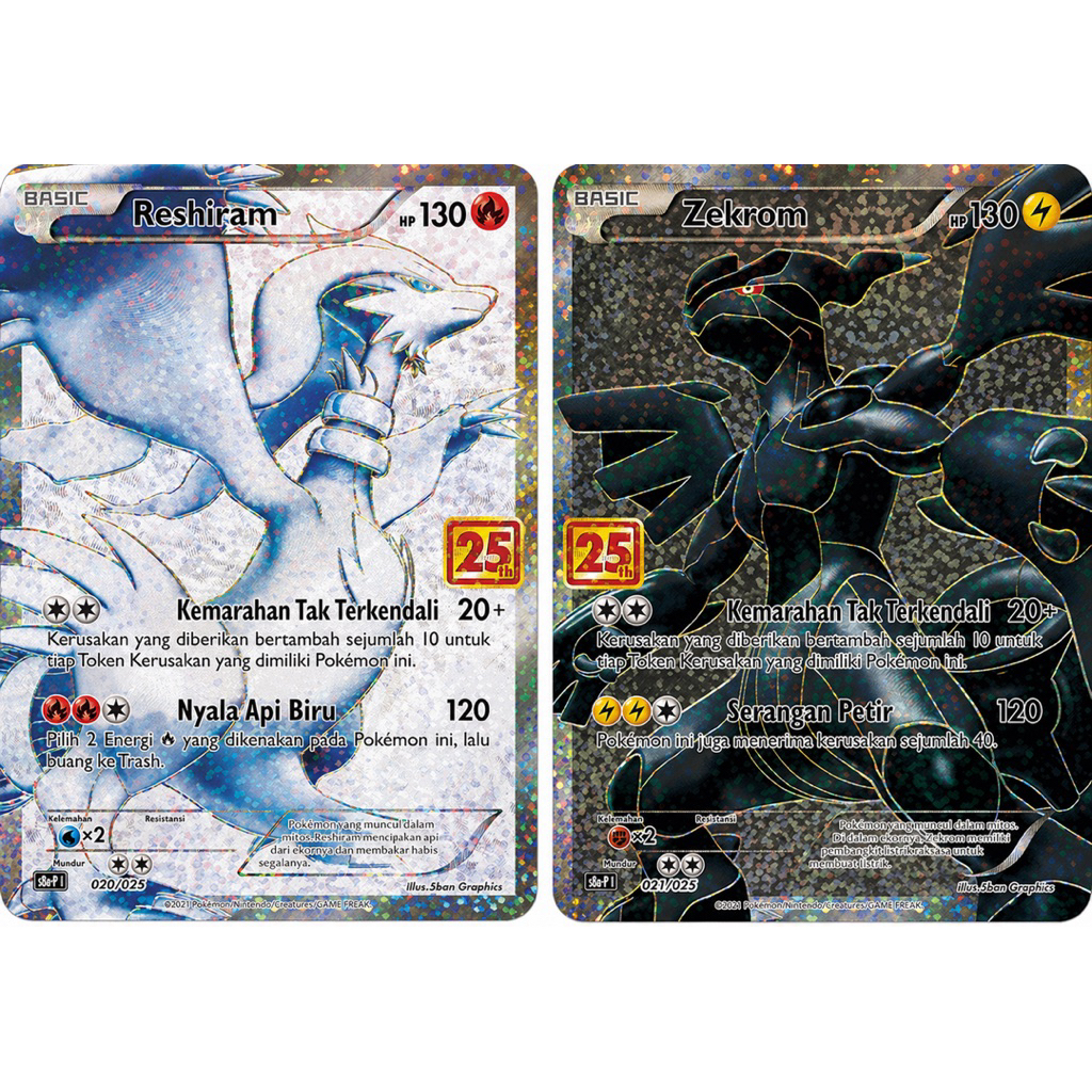 SET Zekrom Reshiram Promo 25th Anniversary -  Kartu Pokemon TCG Original Indonesia