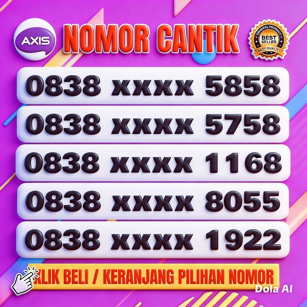 Kartu Perdana Cantik AXIS 4G/5G/LTE Hoki 5758/ 168/ 8055/ 1922 Nomor Nasional New 2026 | Kuota 3GB (