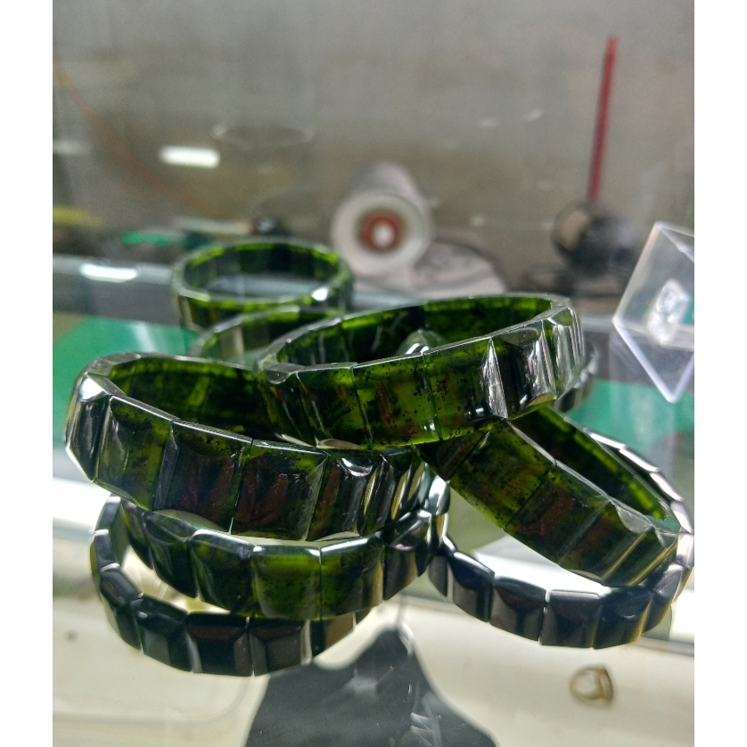 Gelang Black Jade Tembus Original Asli Aceh Model Petak Cutting Batu Jade