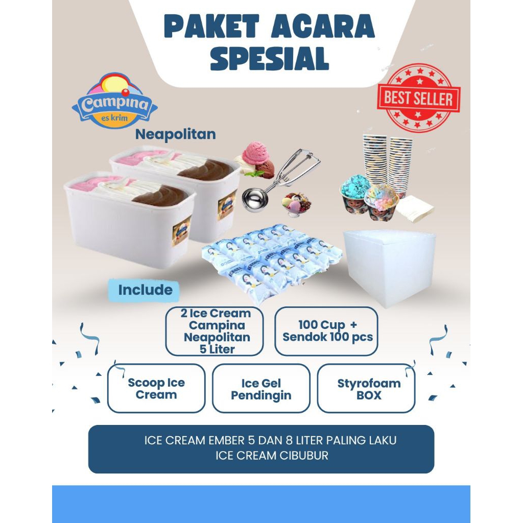 Paket Ice cream Campina 2 ember size 5 liter  3 Rasa