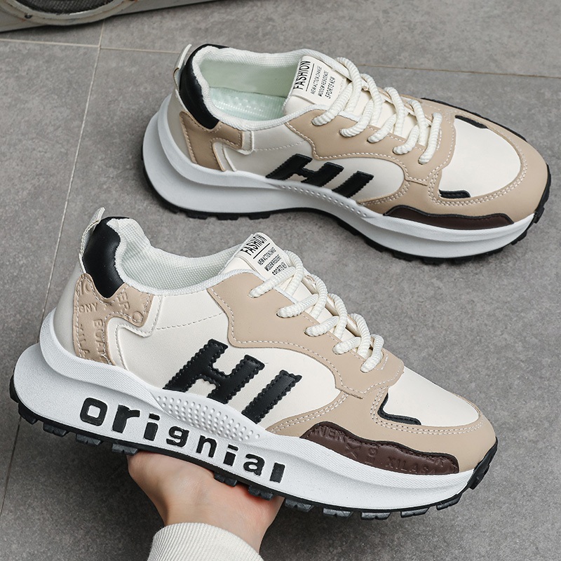 Sepatu Sneakers Pria Wanita Chunky Runner Logo IH Bold Casual Sporty Tren 2025 Multi Panel Sol Tebal