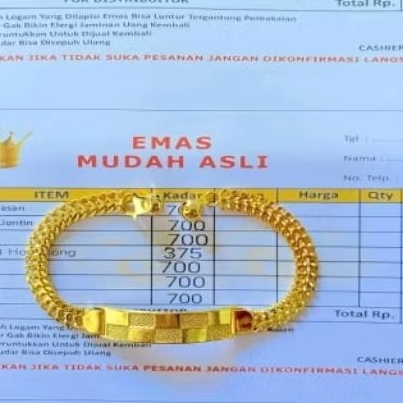 Gelang Dewasa Tikar Plat Emas Berlapis Muda Asli Dapat Surat Dari Toko