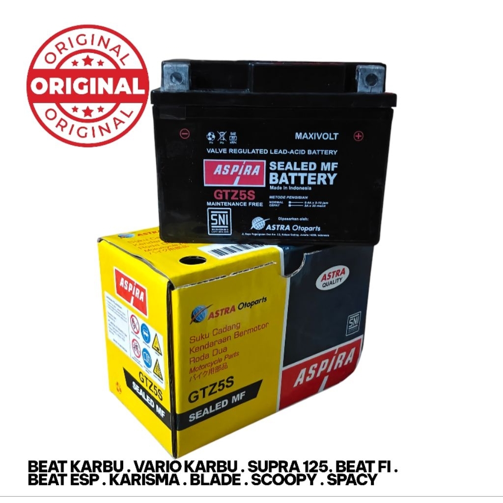 Grosir Aki Motor Full Kering Gtz5s Aki Kering Beat Vario Supra 125 Per Dus isi 10 Pcs
