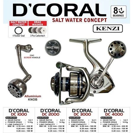 REEL KENZI D'CORAL SALT WATER CONCEPT 1000-2000-3000