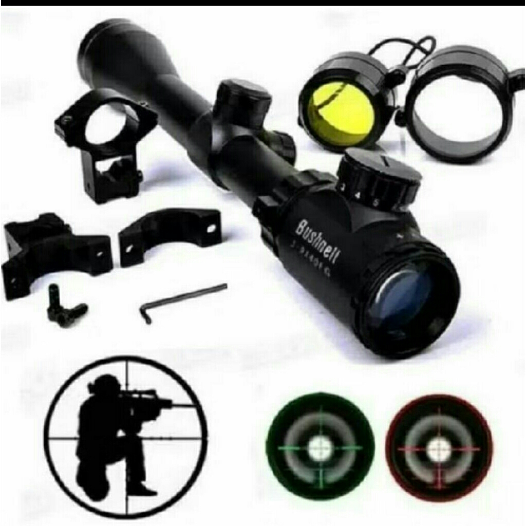 Teleskop Senapan Angin Gamo Reticle HK 3-9x40 RGB Tutul flip Biru Termurah