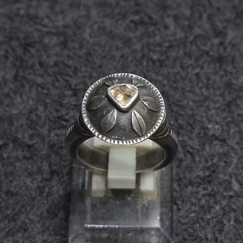 cincin bandilan perak intan mata satu antik kuno