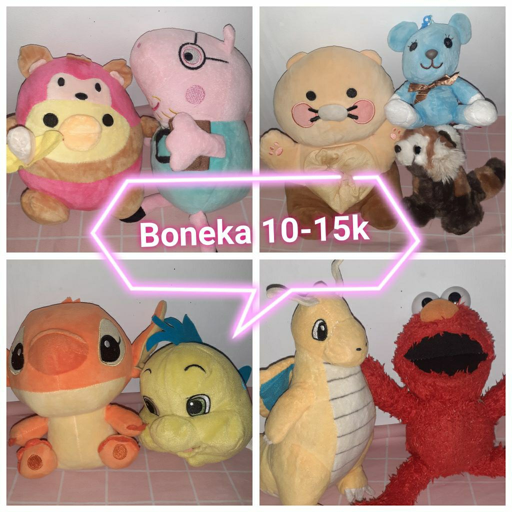 (Min belanja 15k) SALE PL Boneka stitch bebek rila nb bapak peppa pig elmo sesame streets dragonite 