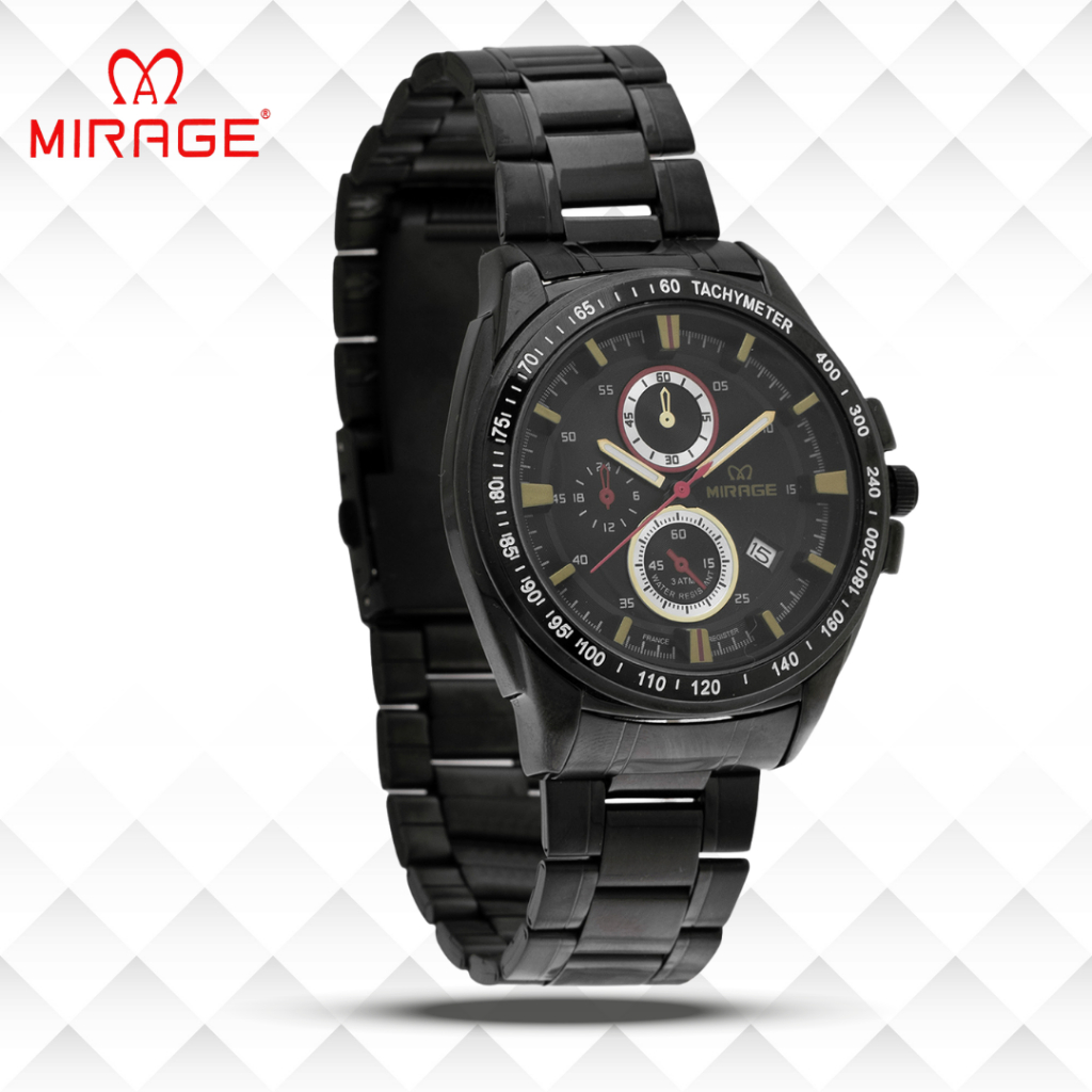 Mirage Jam Tangan Pria Analog 7614 M Full Black Original Stainless
