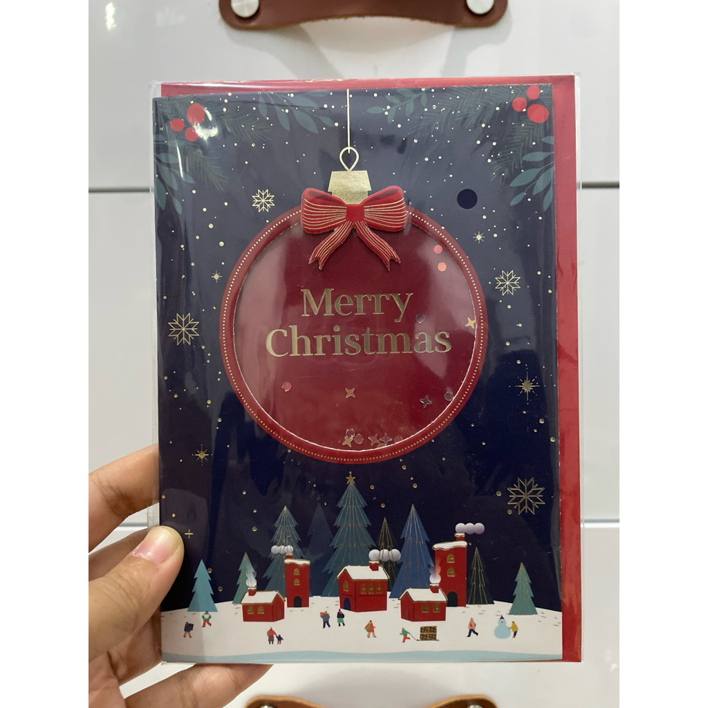 Kartu Ucapan Natal Merah Navy plus Amplop 12x17 cm