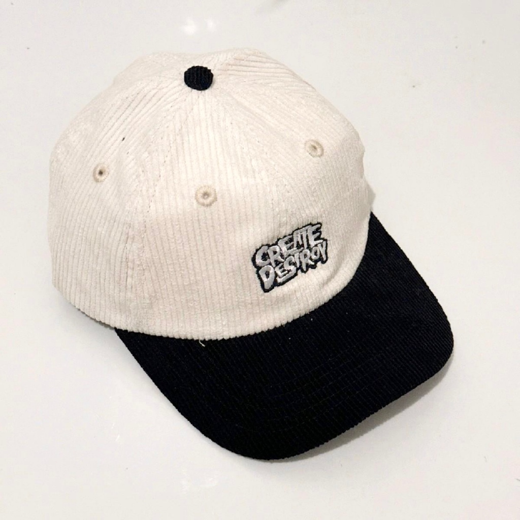 Topi Corduroy Hitam Cream Omidoki Topi Distro Pria