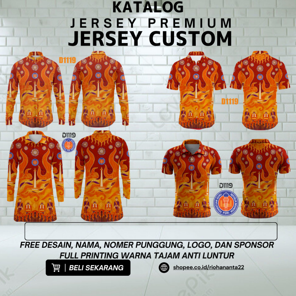 Jersey Batik PGRI DKI JAKARTA TUGU MONAS  / Kemeja pgri dki jakarta | JERSEY PREMIUM FREE CUSTOM DES