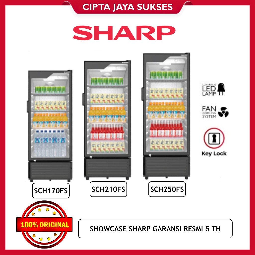 Showcase Cooler Sharp SCH170FS / SCH210FS / SCH250FS Kulkas Lemari Display Cooler Sharp