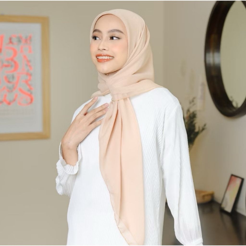 KERUDUNG HIJAB PARIS JADUL WARNA CREAM