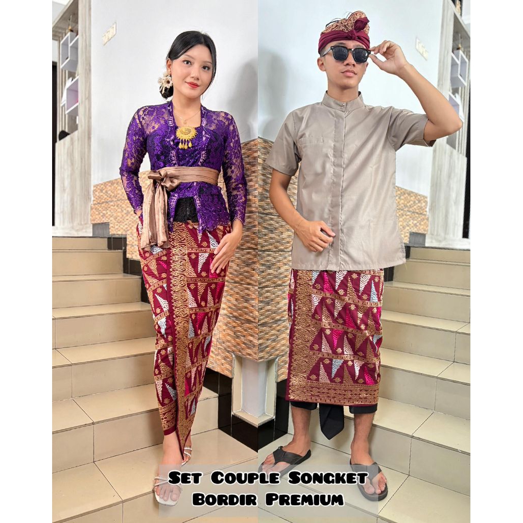 Set Kamen Couple Songket Bordir Premium