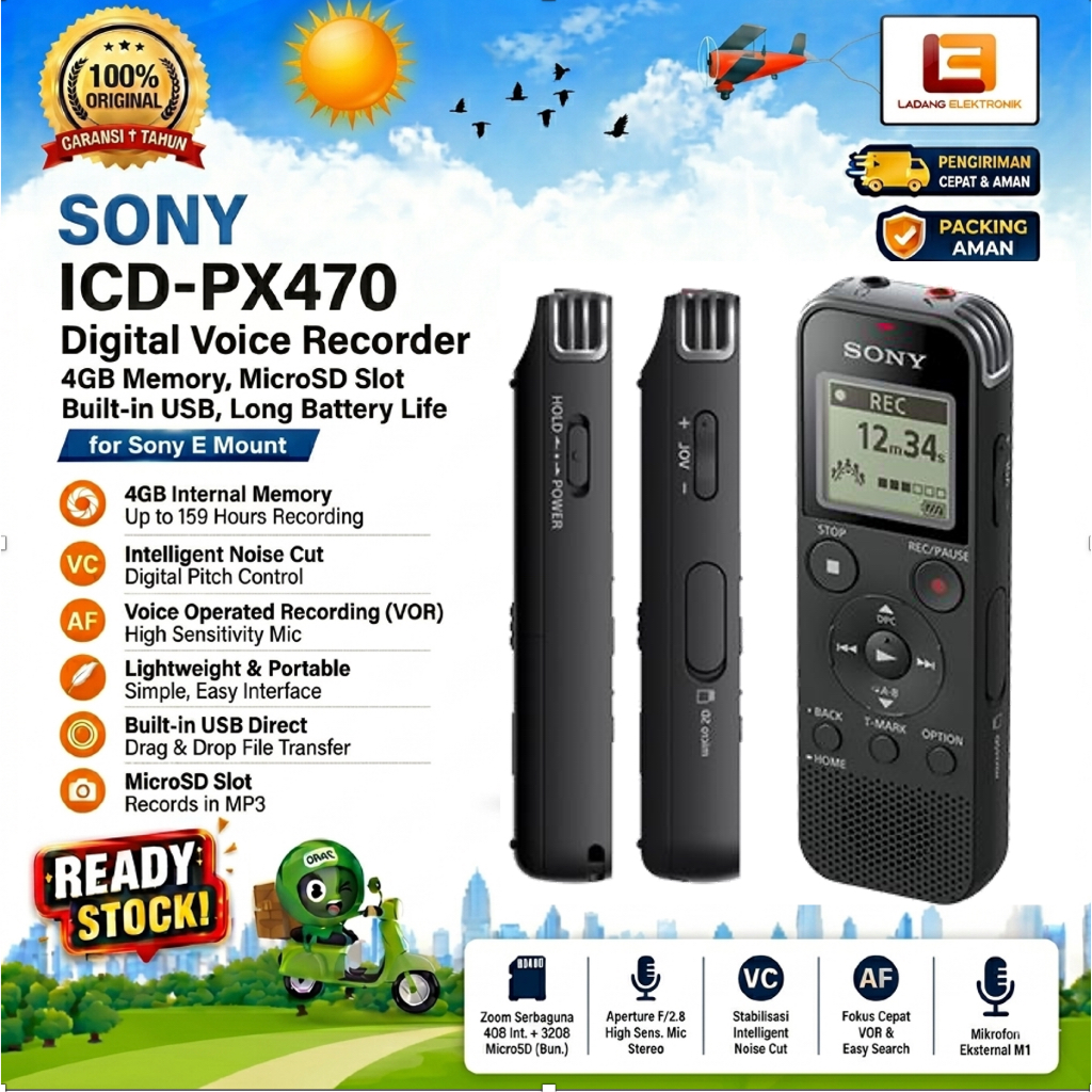 Sony ICD-PX470 Voice Recorder Perekam suara - SONY ICD-PX470 Digital Voice Recorder