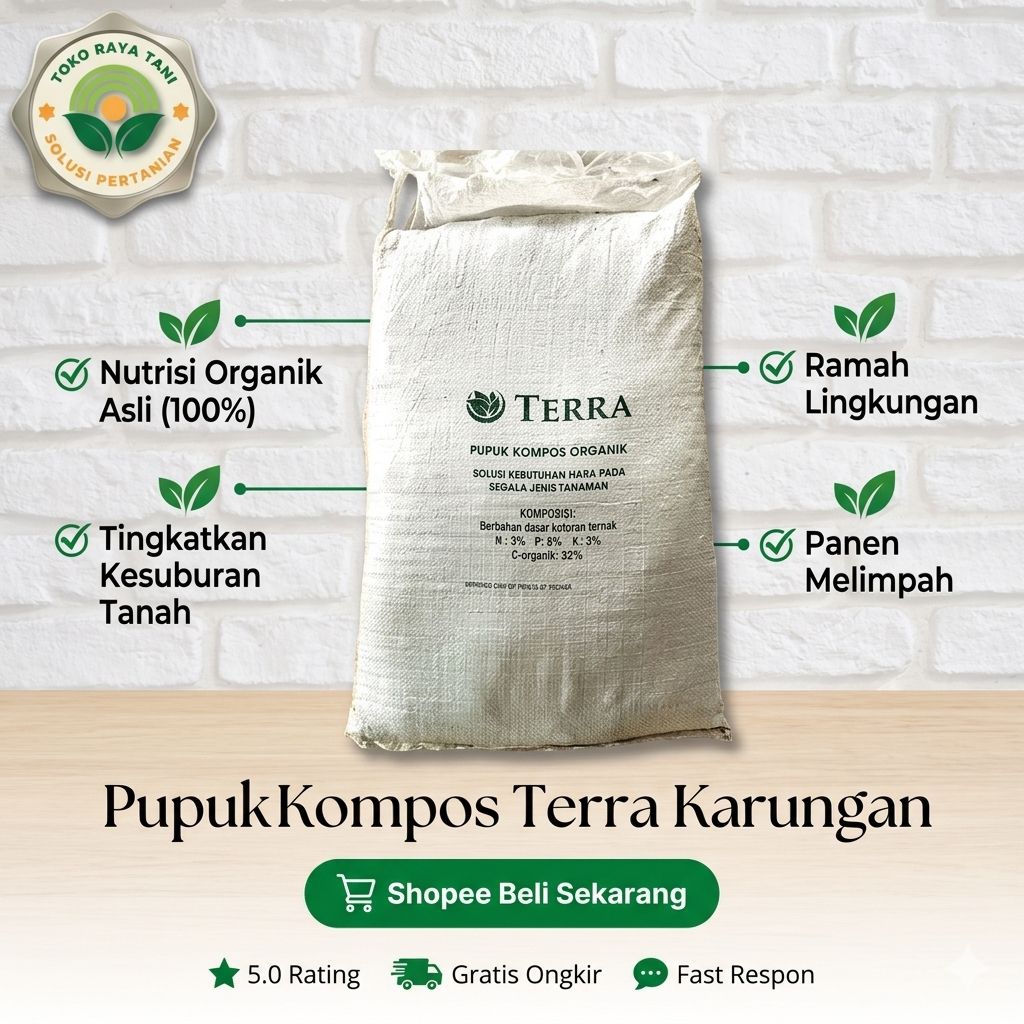 Terra pupuk kompos karungan kotoran hewan campur NPK