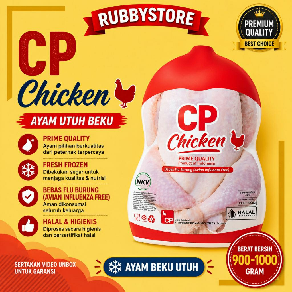 CP Ayam Utuh Frozen | AYAM SIZE BESAR | Ayam CP Size 900-1000 gr