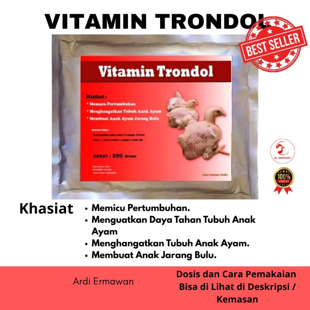 Vitron Vitamin Trondol - Pertumbuhan Ayam - Ayam Broiler