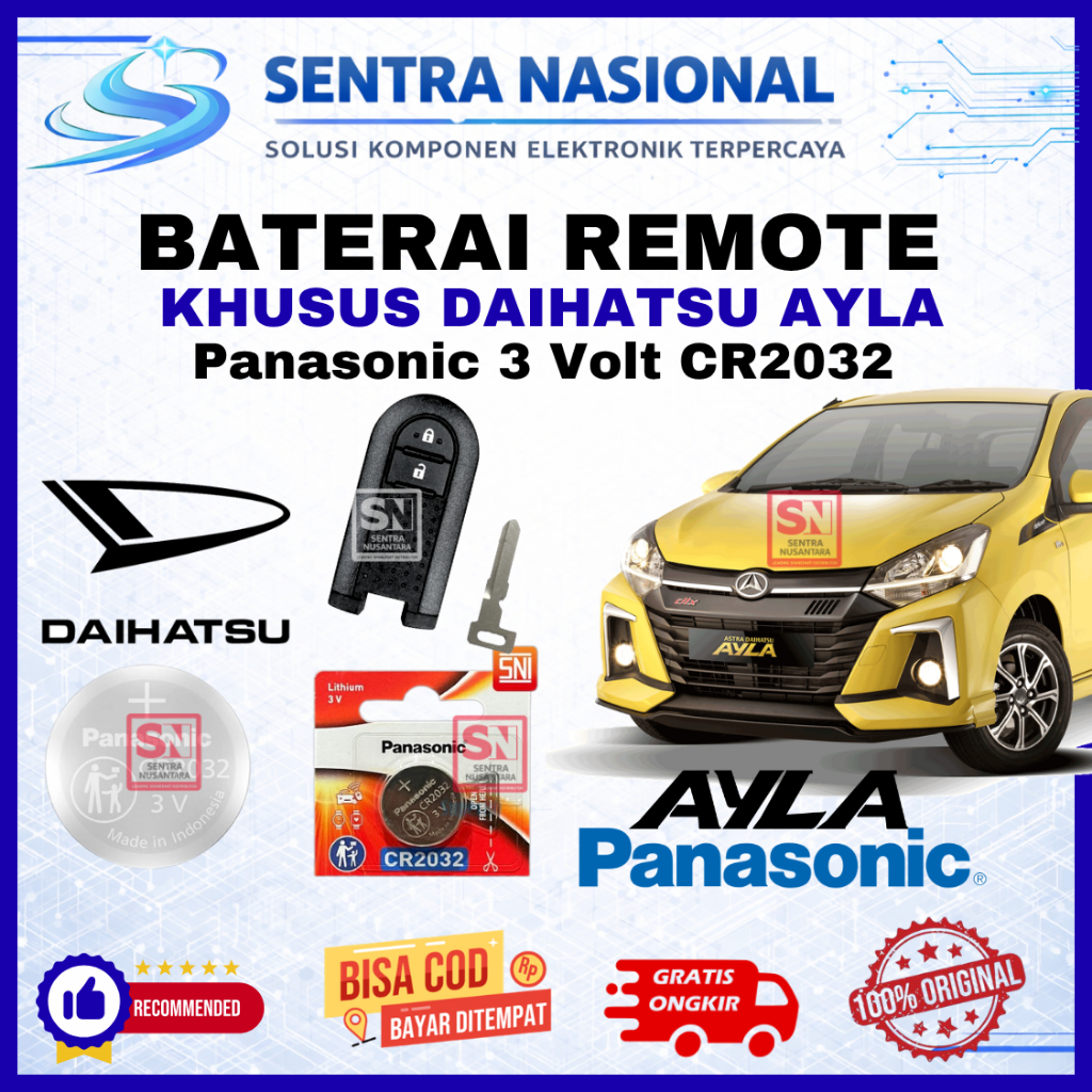 BATERAI REMOTE DAIHATSU AYLA ORIGINAL PANASONIC CR2032 | BATTERY REMOTE AYLA DAIHATSU KUALITAS BAGUS