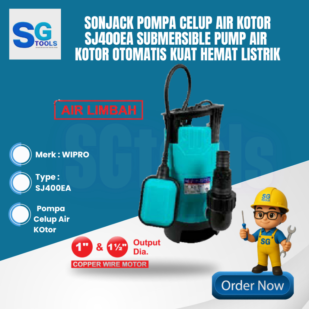 Wipro pompa celup air kotor  SJ400EA - Pompa Celup Air Kotor Otomatis - pompa celup sirkulasi air ko