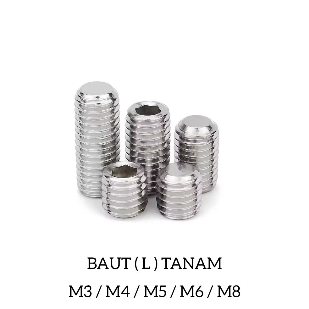 Baut L Tanam Sekrup Soket Hex Sekrup Tanpa Kepala Baud M3 M4 M5 M6 M8 Baut Variasi Bijian
