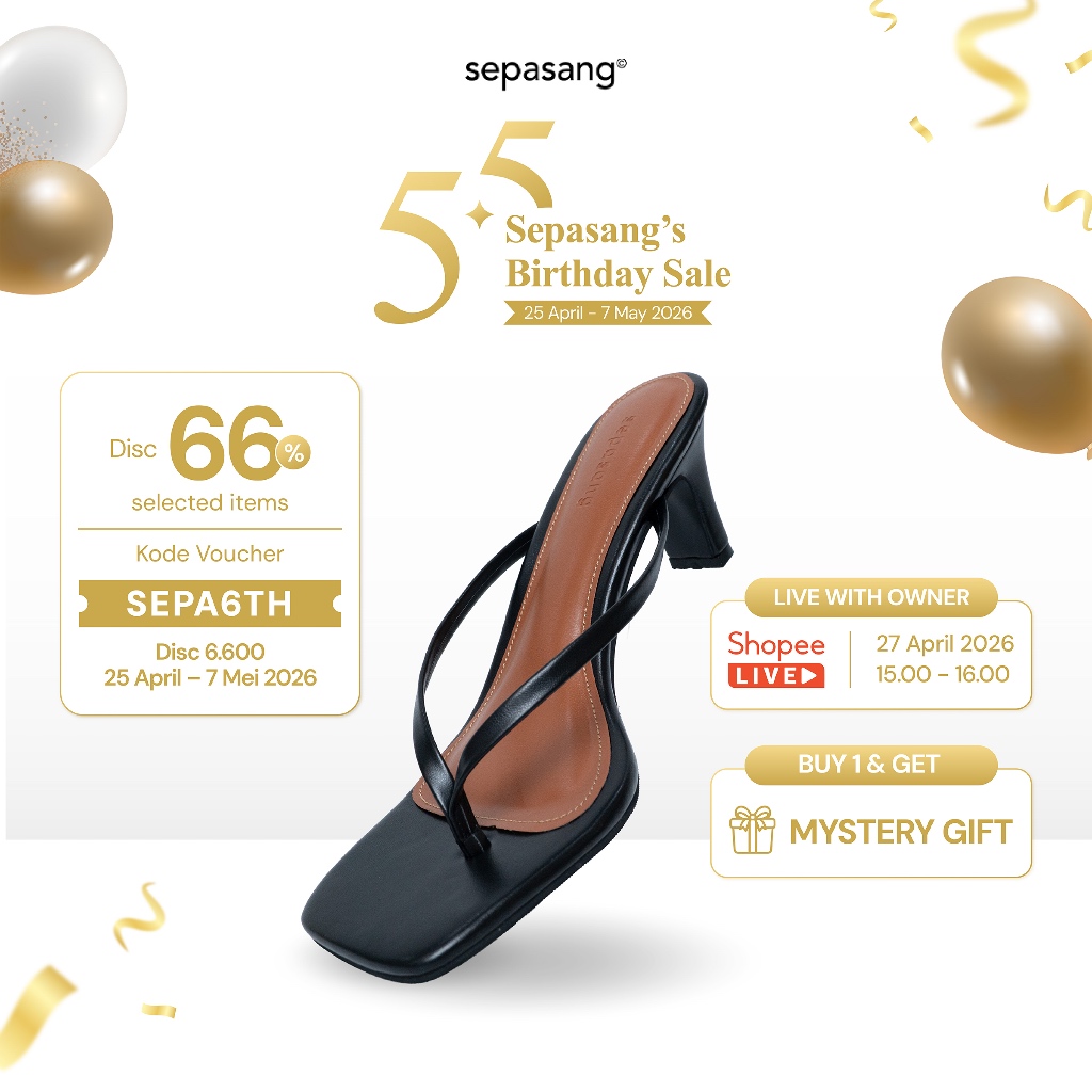 [TERLARIS] SEPASANG COLLECTION Emilie Sendal Heels Jepit Wanita 5 Cm Sandal Pesta