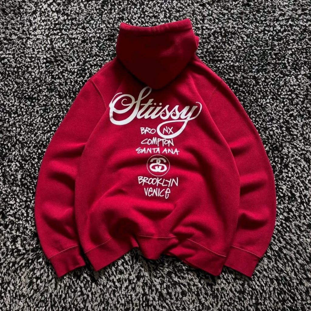 Hoodie stussy maron jaket stussy pria stussy ausse