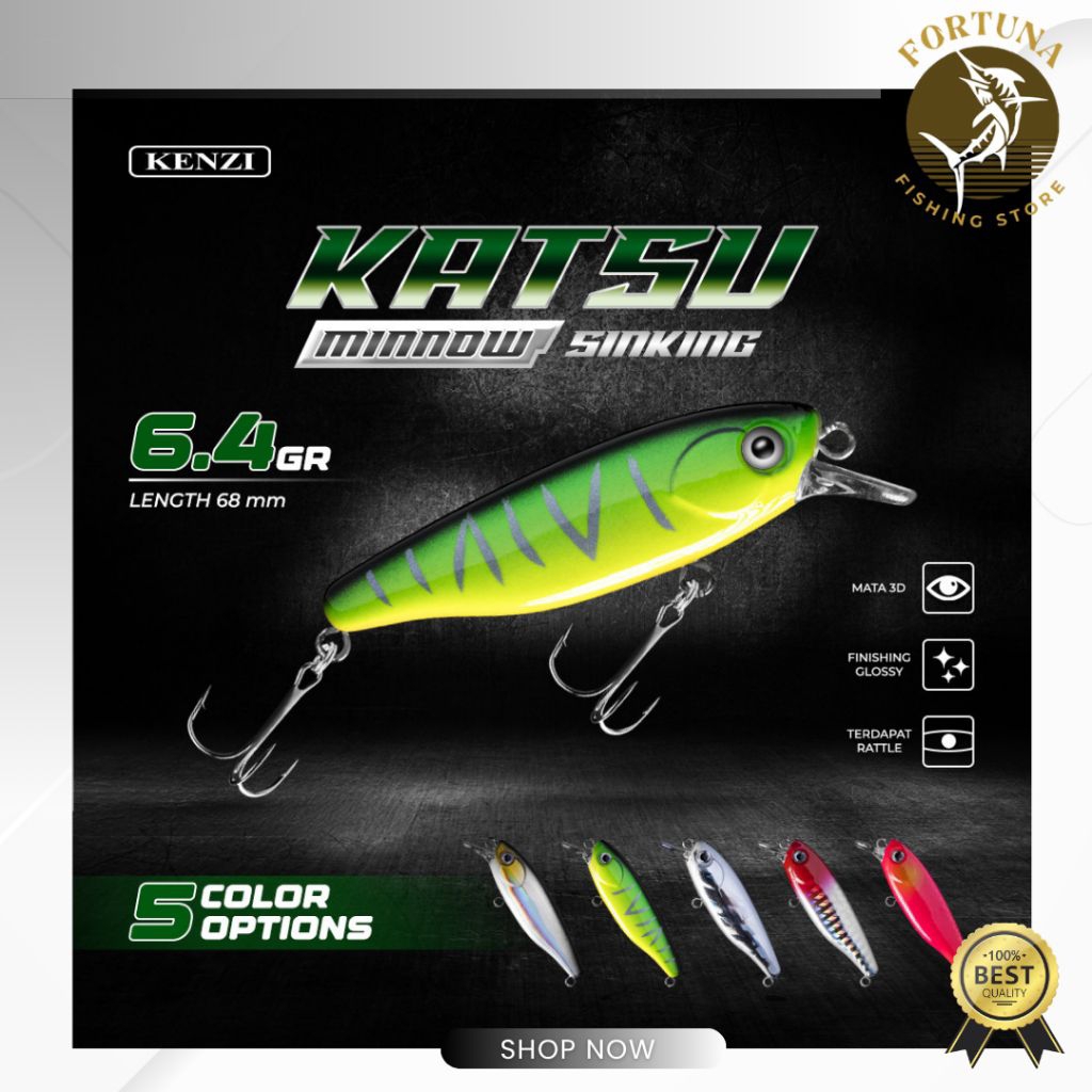 Lure Minnow Kenzi Katsu Sinking Action