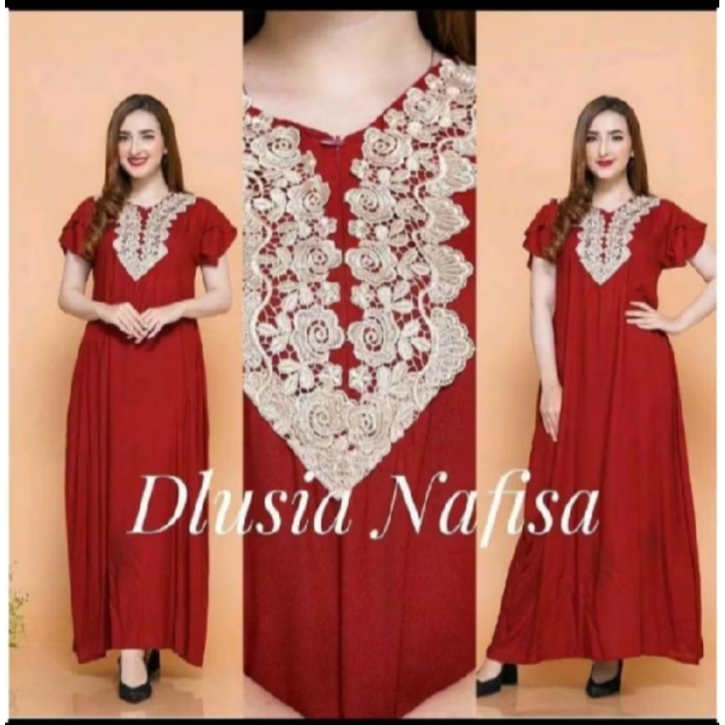 Baju Daster Arab Renda Mewah//Lengan Pendek//Bahan Rayon Premium