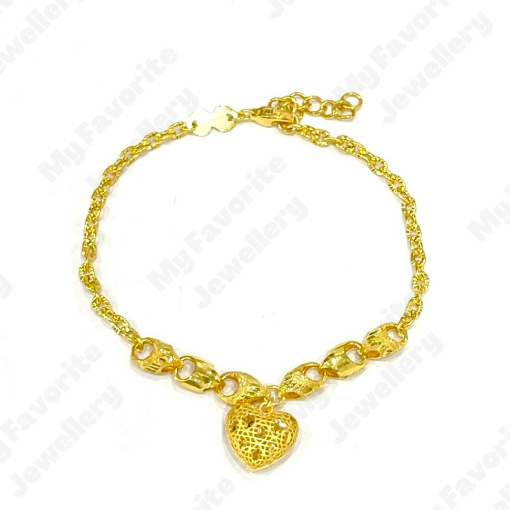 Gelang Padi Variasi Love Krawang EMAS ASLI Kadar 700 16K