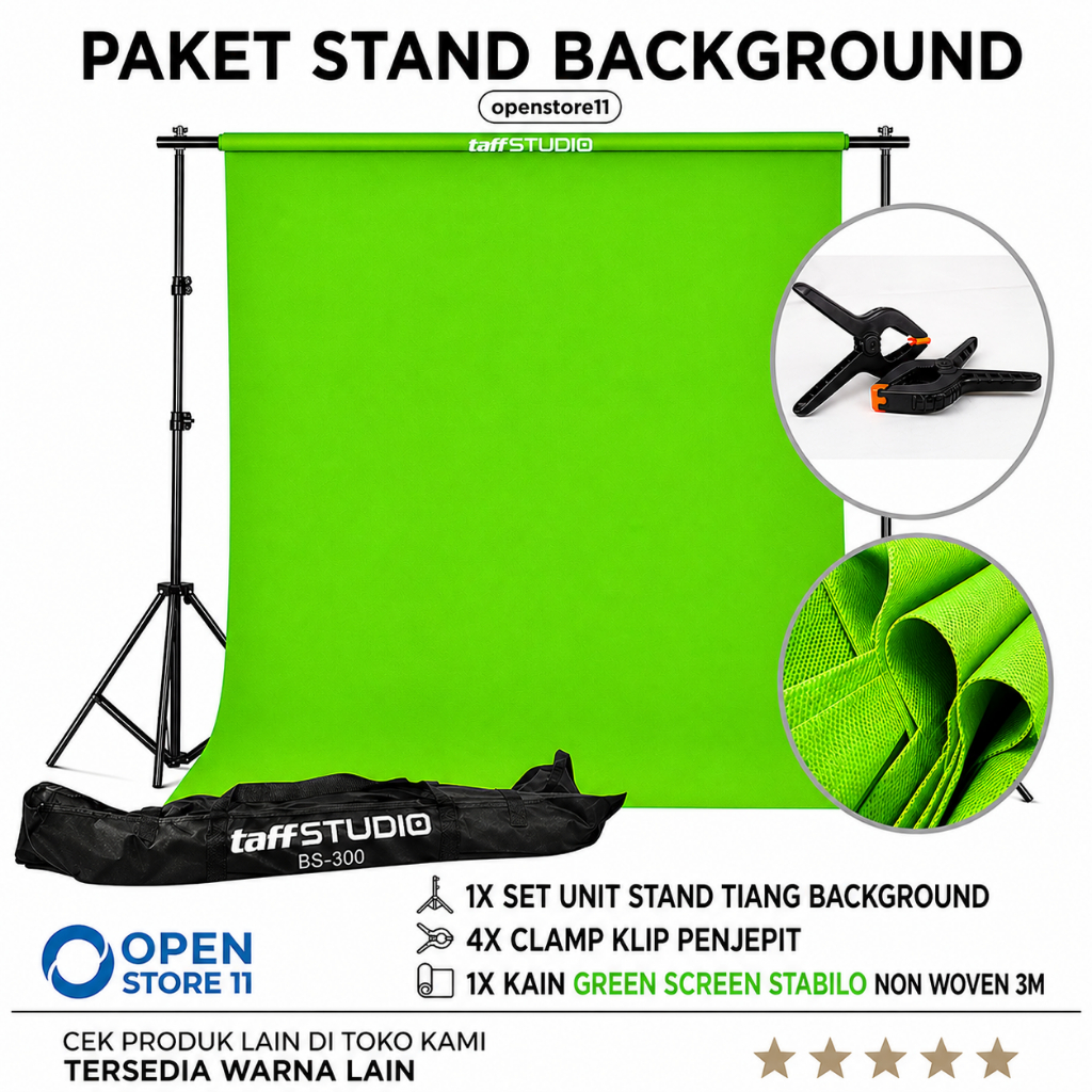Stand Background Green Paket Stand Background Green Screen 3x2 Meter untuk Foto dan Video Profesiona