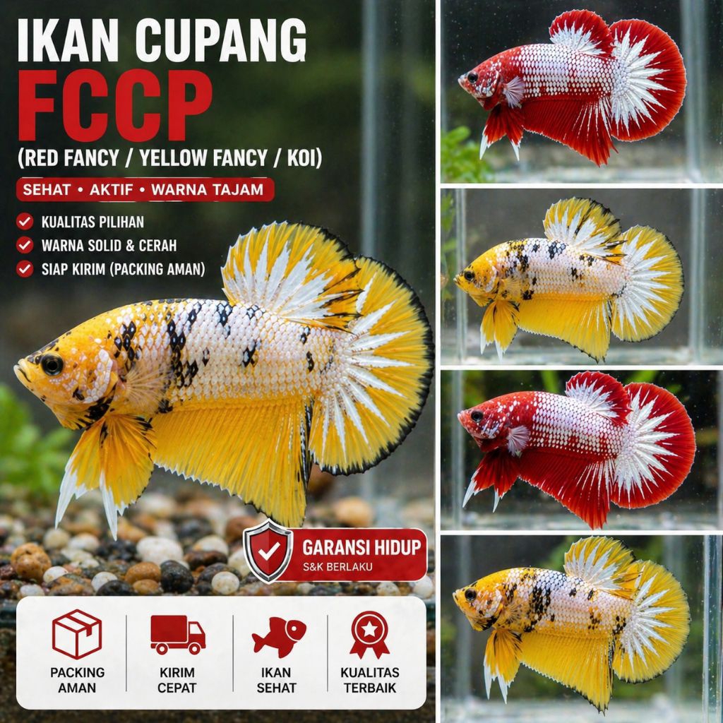 hiasan cupang Fccp red / yellow /army