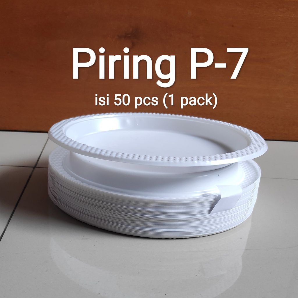Piring Plastik Sedang P-7 (isi 50 Pcs) - Piring Makan - Piring Plastik Kue