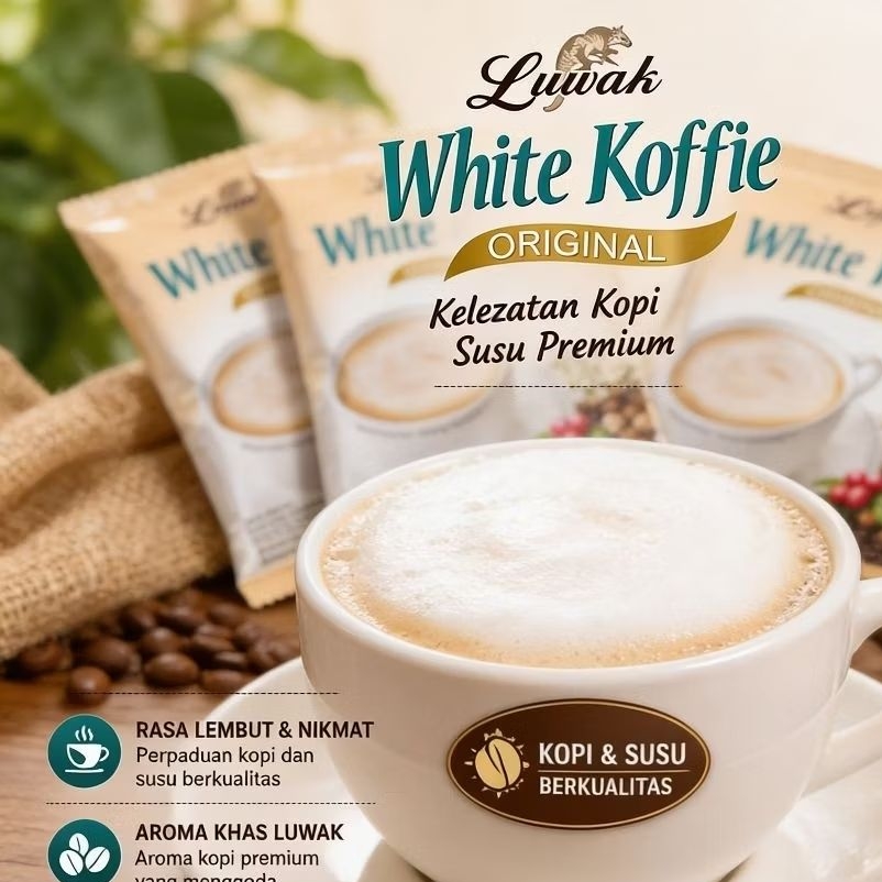 Luwak White Koffie Original Sachet – Kopi Susu Premium Lembut renceng isi 10