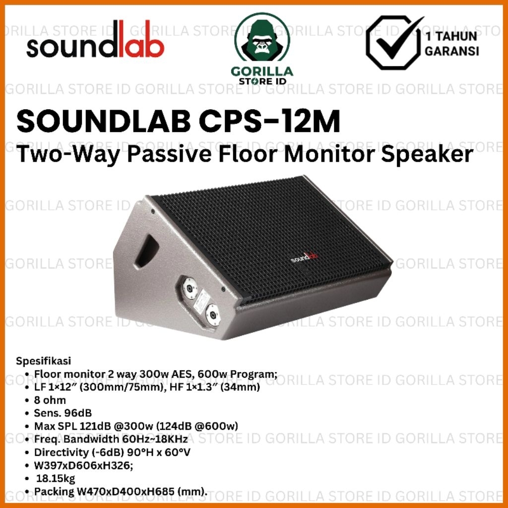 Soundlab CPS-12M Subwoofer Pasif 18 Inch 2 Way 8 Ohm 600 Watt Floor Monitor Speaker