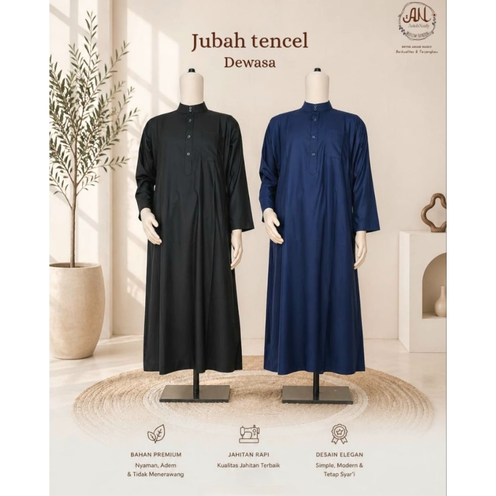 Jubah Pria/Jubah Tencel/Jubah Hitam/Jubah Dewasa