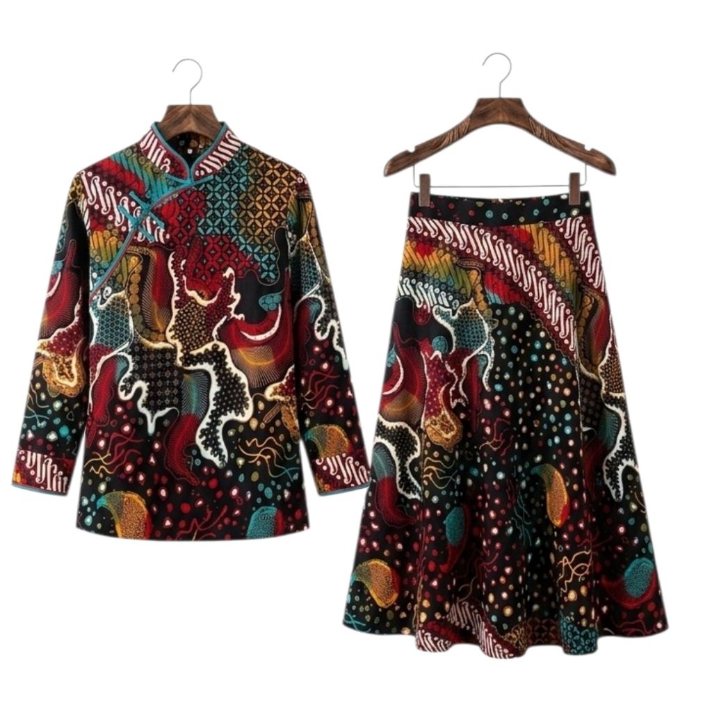 One set rok & blus batik seragam baju kantor wanita arimbi