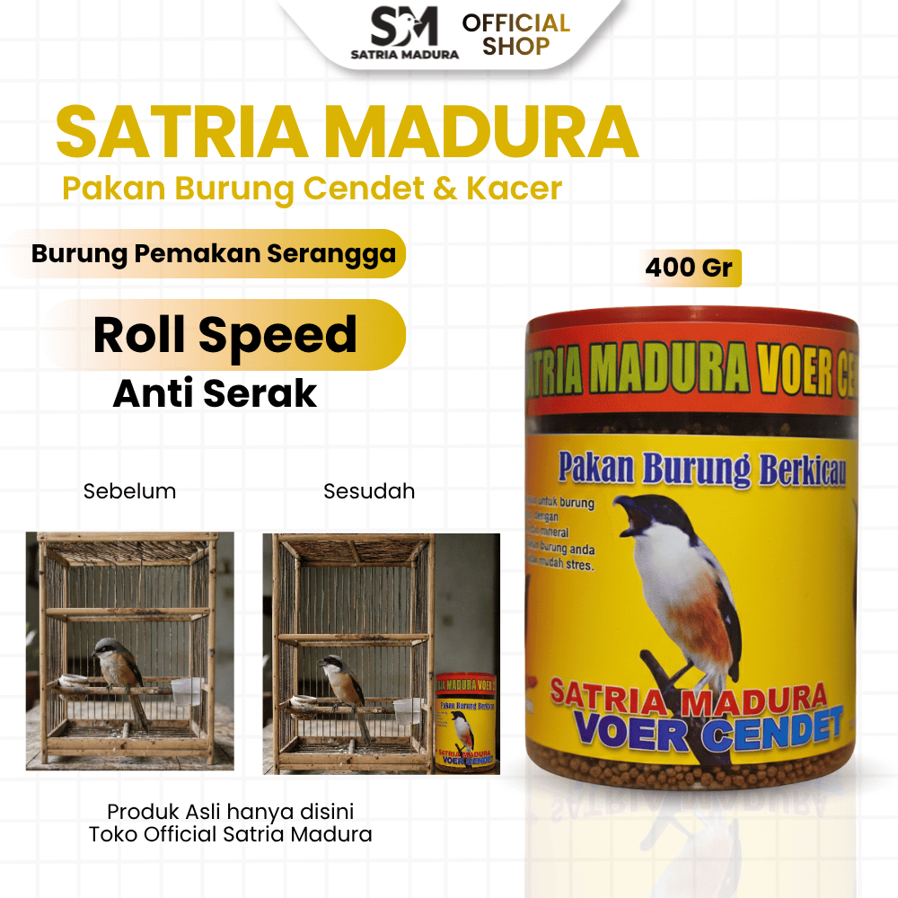 SATRIA MADURA Pakan Cendet Super Gacor & Protein Tinggi Bahan Rempah Racikan Madura 450g