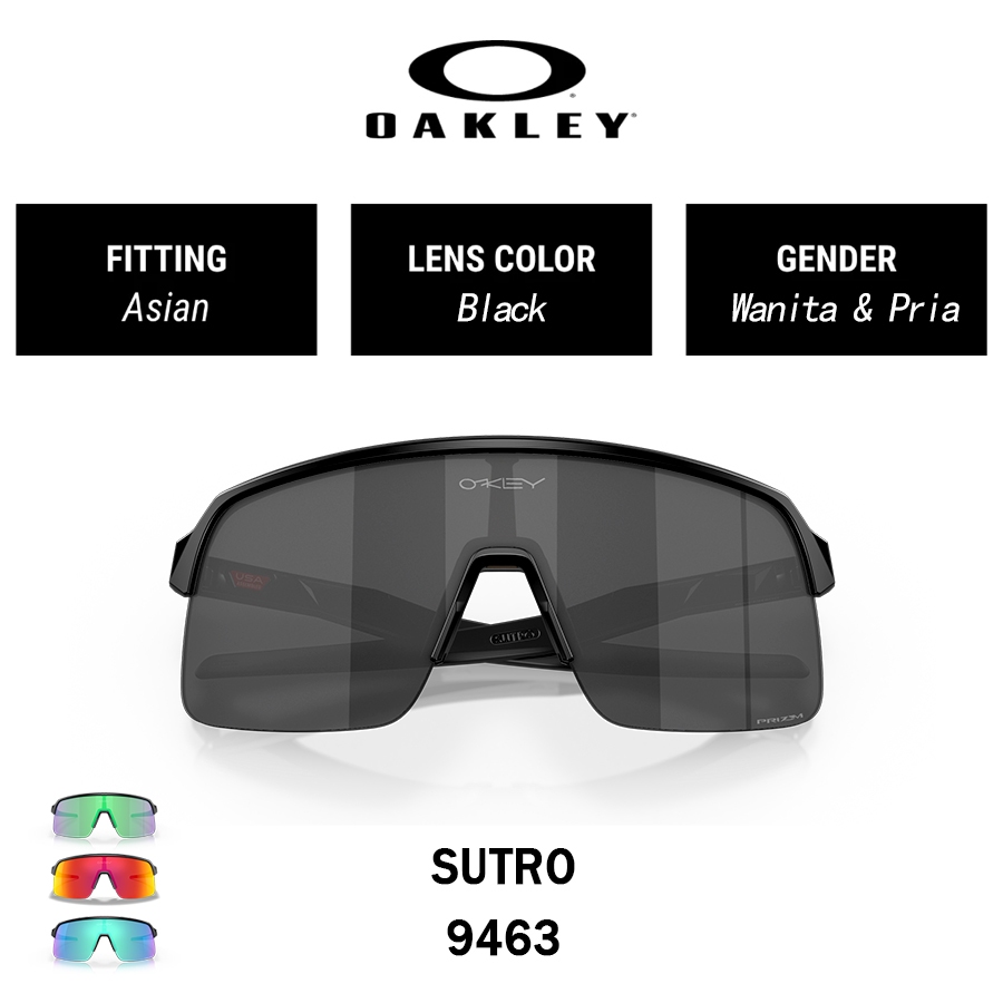 Asli OAKLEY SUTRO 9463 Kacamata Hitam Persegi Panjang Prizm ™ Black Blue Orange Green Wanita Pria Su