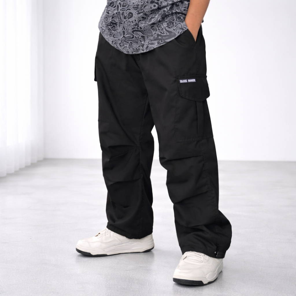 Black Monkey Celana Cargo Anak Unisex Katun Drill Loose Pants Terbaru 2026 Celana Panjang Anak