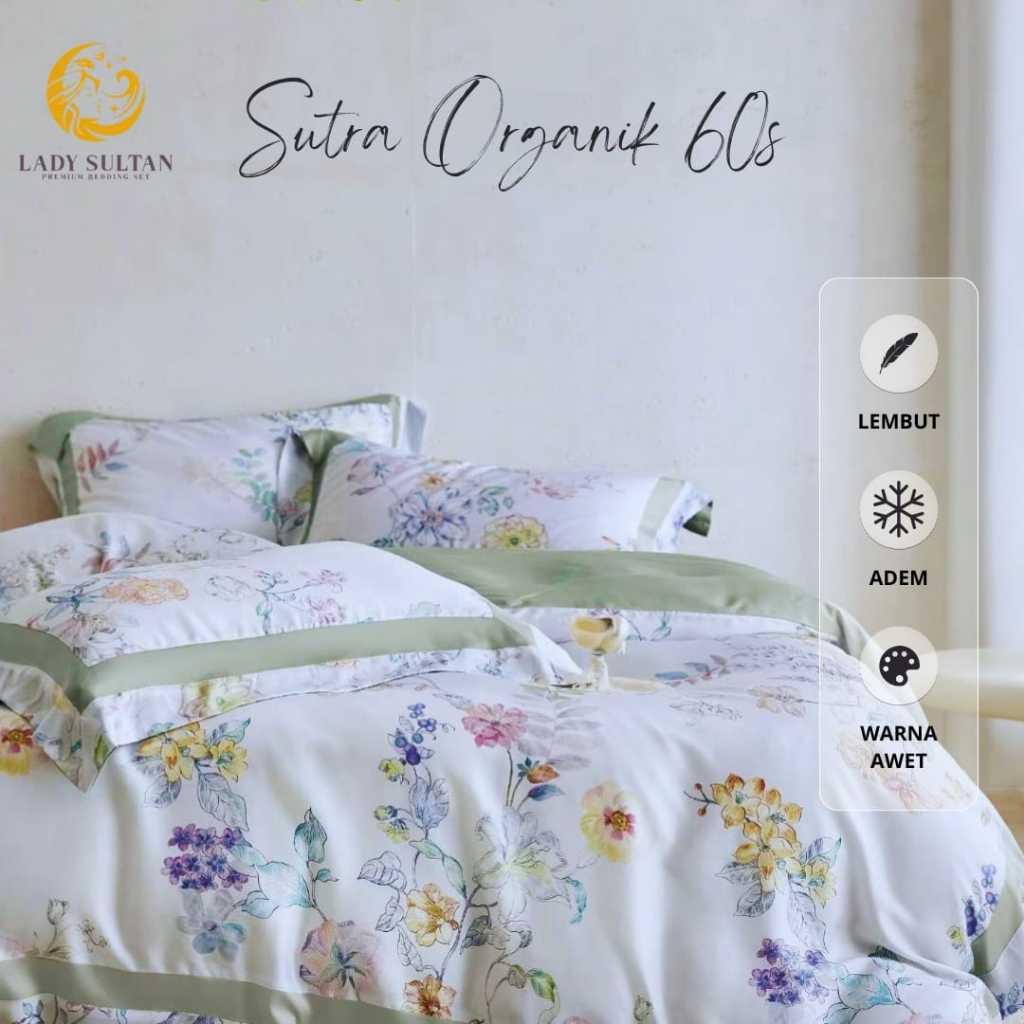 Lady Sultan Sutera Organik 60S Bedcover Set Motif bunga flowers