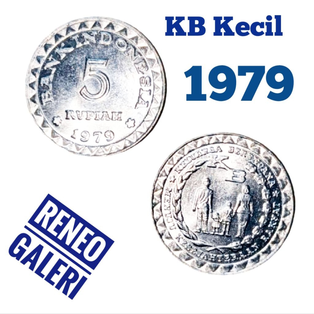 Berkilau 5 Rupiah 1979 1995 1996 KB kecil Rp Uang Kuno lama Logam Indonesia Keluarga berencana