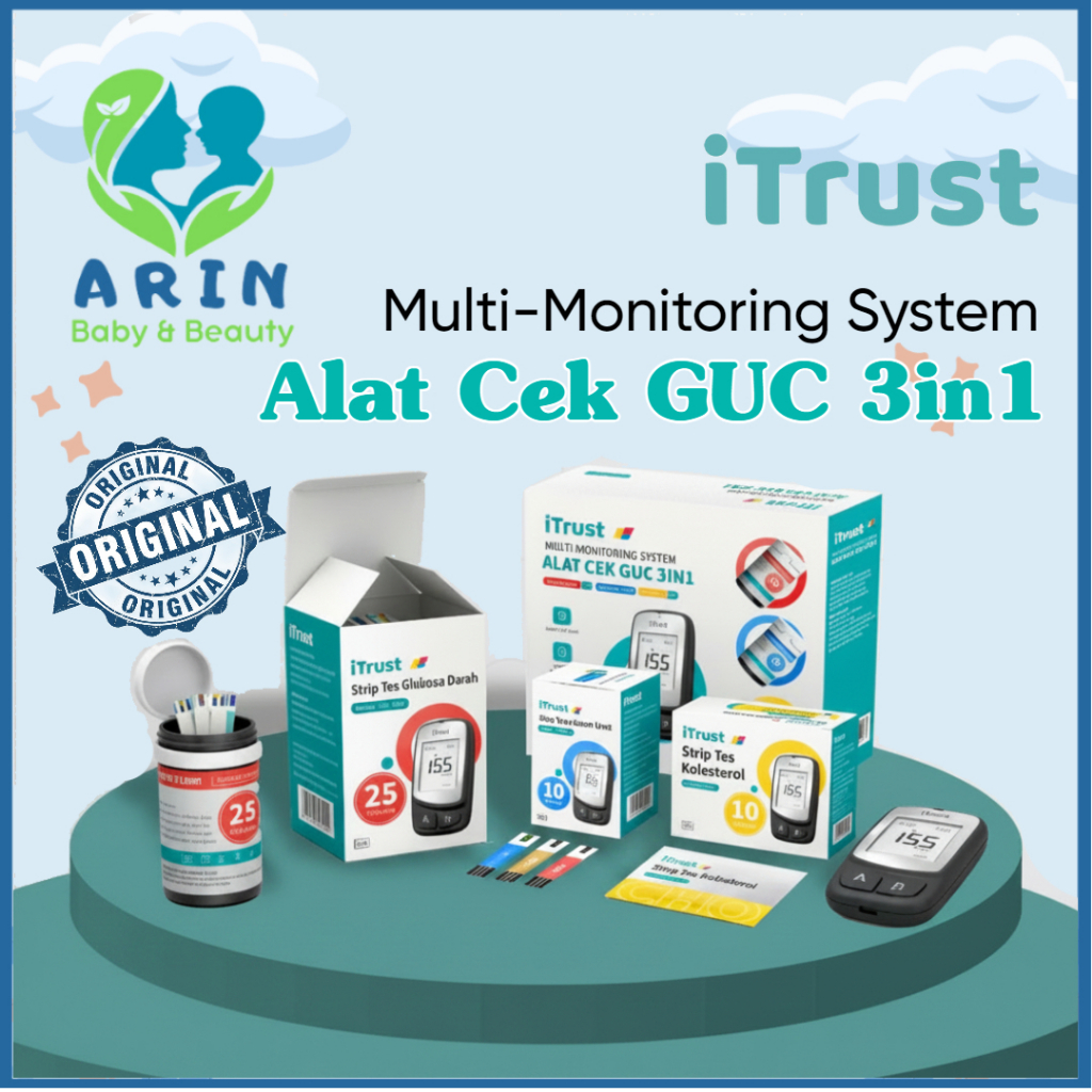 iTrust GUC-B01 Alat Cek Gula Darah Asam Urat Kolesterol 3in1 Lengkap Alat Tes Kesehatan Digital