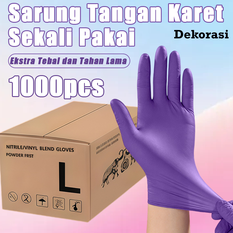 1000Pcs Sarung Tangan Nitril S-M-L-XL Sarung Tangan Medis/Sarung Tangan Latex/Sarung Tangan Karet Te