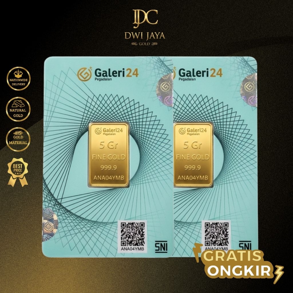 Emas 5 Gram 999.9 Galeri 24 Pegadaian | Emas Logam Mulia Bersertifikat | Investasi Emas Terjangkau