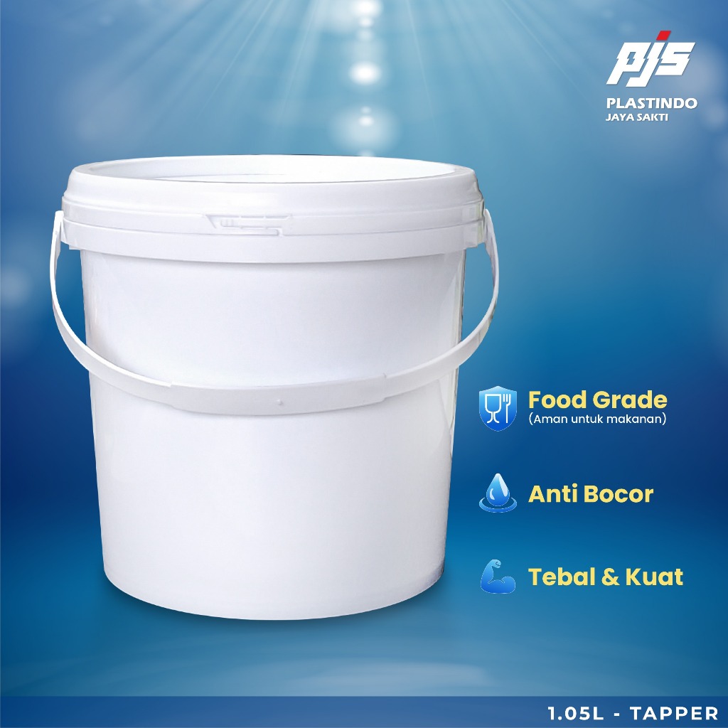 Ember Cat Kurma Makanan 1L Tapered (1KG)| Ember Plastik Full Set Tutup 1L Tapered | Pail Plastik Tap